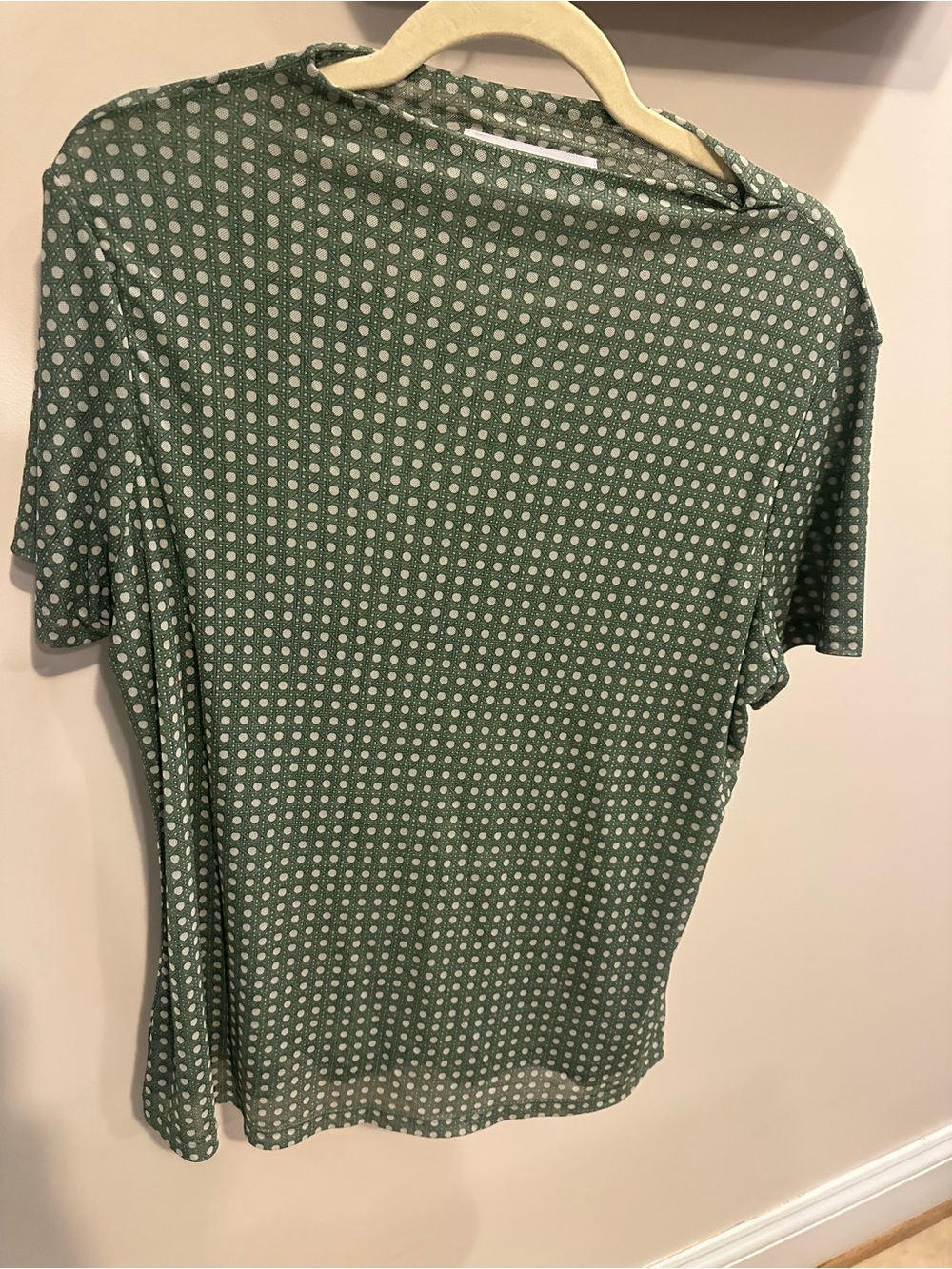 A. Putnam Large Women's Short Sleeve Green Dot Mesh Shirt